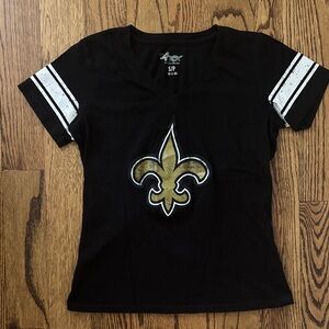 New Orleans Saints Black & Gold Fleur-de-Lis V-Neck Tee
